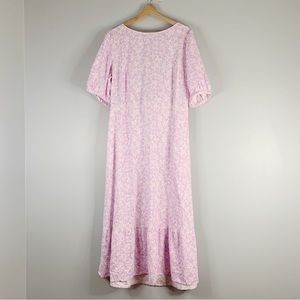 Who What Wear Womens Linen Rayon Puff Sleeve Maxi Dress Open Back Floral Puff XL